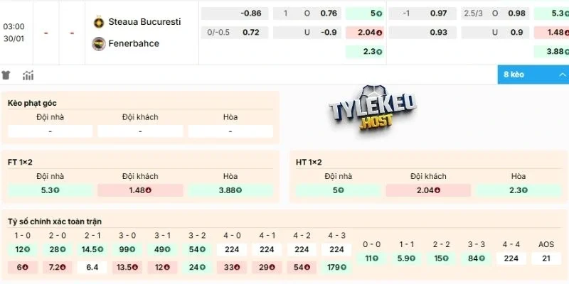 Kèo FCSB vs Fenerbahçe hôm nay nhiều biến động